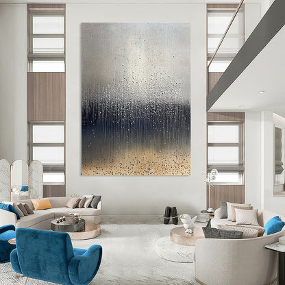 Silver Drip Abstract Art for Contemporary Gallery & Modern Office Lobby STSC1399