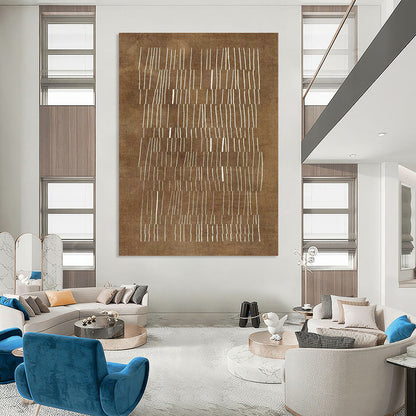 Brown & White Linear Abstract Art for Bohemian Office & Rustic Home Study DLZ1998
