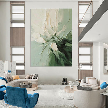 Textured Floral in Green Art for Botanical Boutique & Calming Yoga Studio DLZ1468