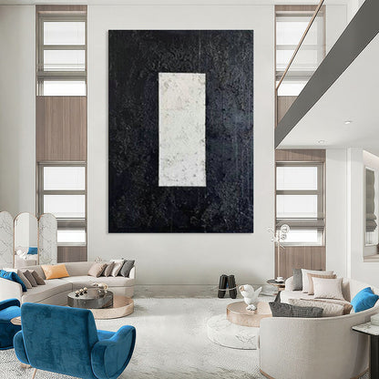 Black and White Rectangular Abstract Art for Modern Office Reception & Minimalist Living Room DLZ1980