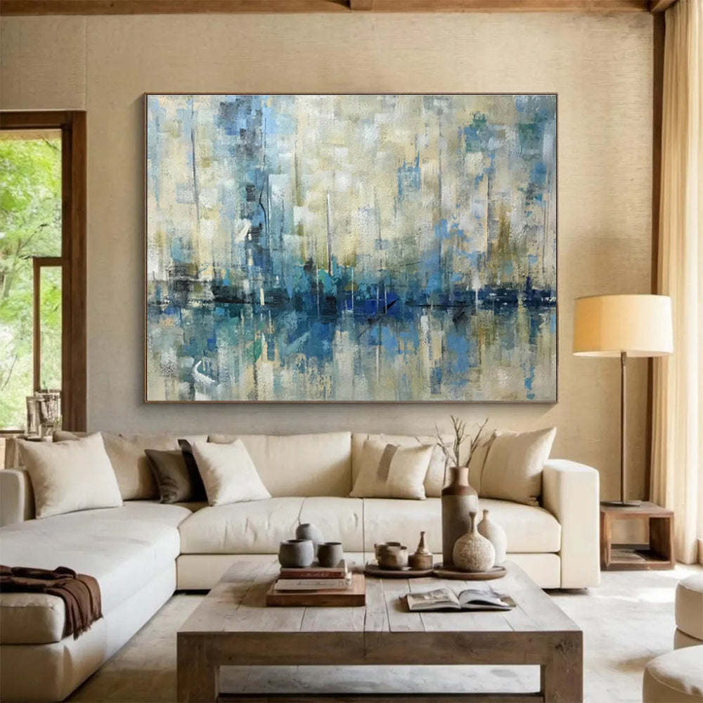 Blue - Toned Harbor Haze Art for Coastal Café Dining Areas DLZ2550