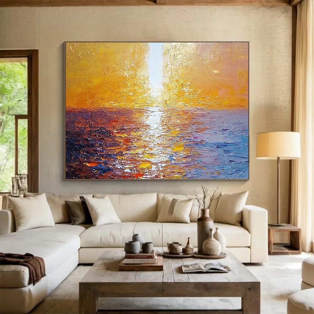 Golden Sunset Sea Art for Luxury Beachfront Hotel Lobby & Romantic Seaside Restaurant SC111