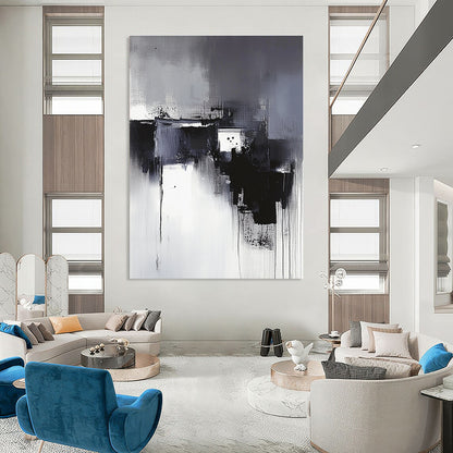 Black and White Abstract Drips for Industrial - Chic Loft & Dramatic Entryway STSC617