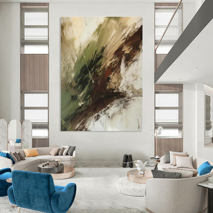 Green - Brown Abstract Art for Rustic Home Cabin & Eco - Friendly Art Space DLZ1708