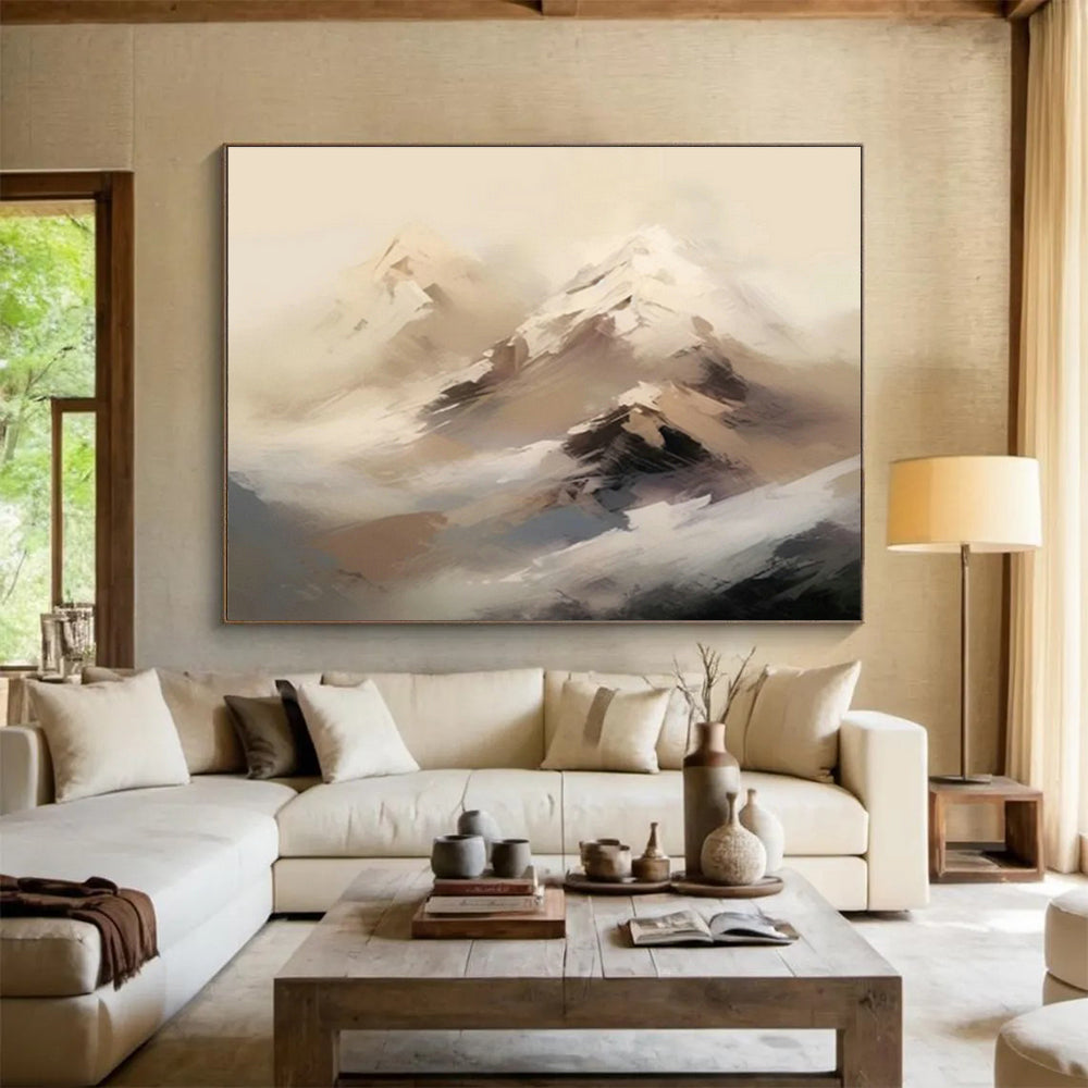 Calming Light - Colored Mountain Painting for Tranquil Bedroom Nook Relaxation DLZ2709