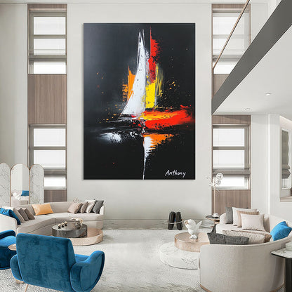 Night Sail Art for Nautical - Themed Bar & Luxury Yacht Club STSC815