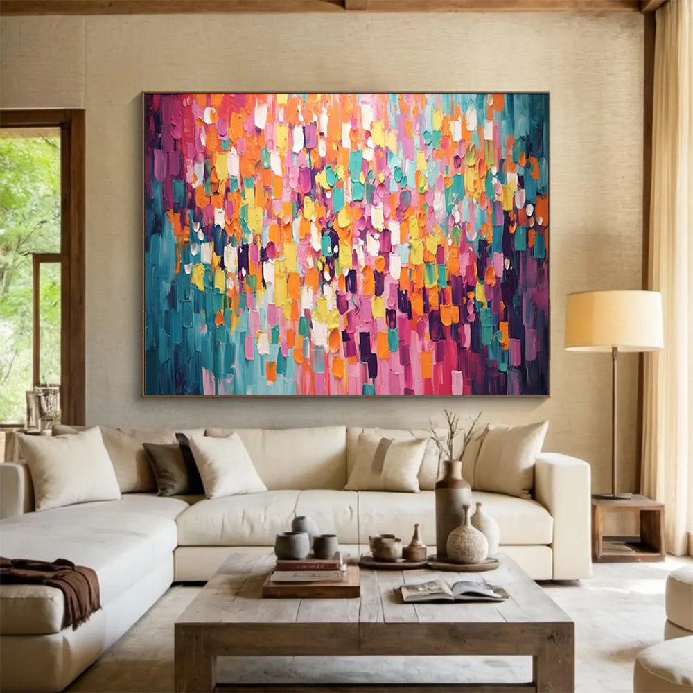 Pink - Orange Color Block Abstract Art for Spa Retreat Relaxation Rooms DLZ3252