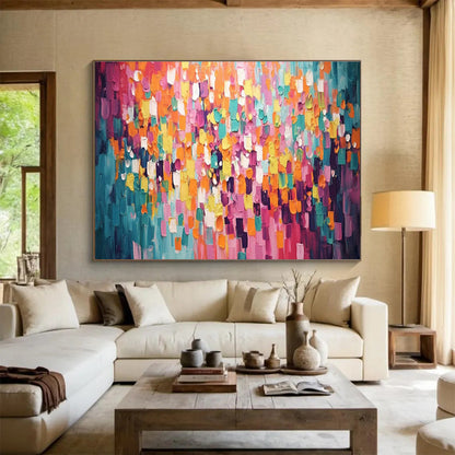 Pink - Orange Color Block Abstract Art for Spa Retreat Relaxation Rooms DLZ3252