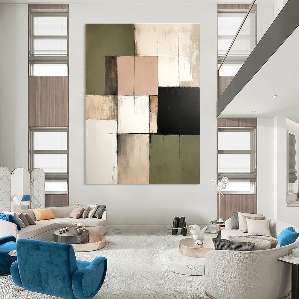 Muted Color Block Grid for Sophisticated Library & Minimalist Home Office STSC765