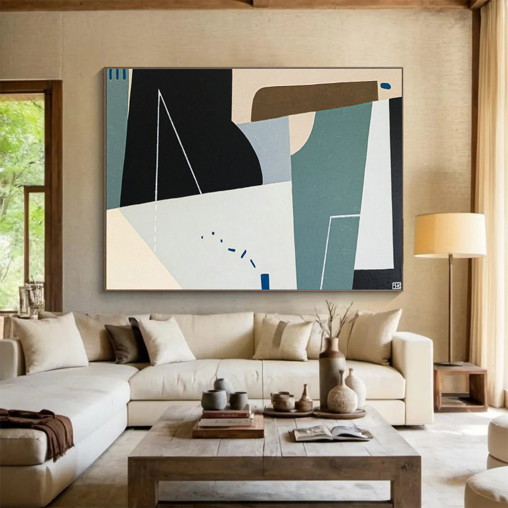 Gray - Green Geometric Abstract for Minimalist Office DLZ2937