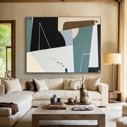 Gray - Green Geometric Abstract for Minimalist Office DLZ2937