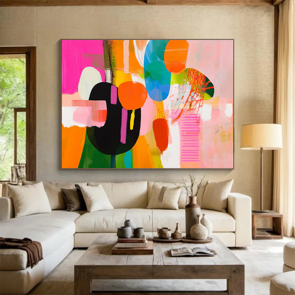 Colorful Abstract Shapes Art for Vibrant Living Room & Creative Office SC300