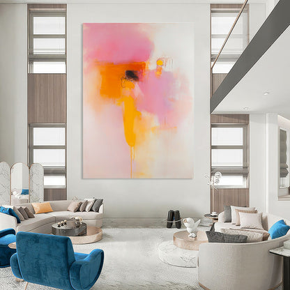 Soft Pink and Orange Abstract Art for Romantic Rooftop Bar & Whimsical Home Balcony STSC1409