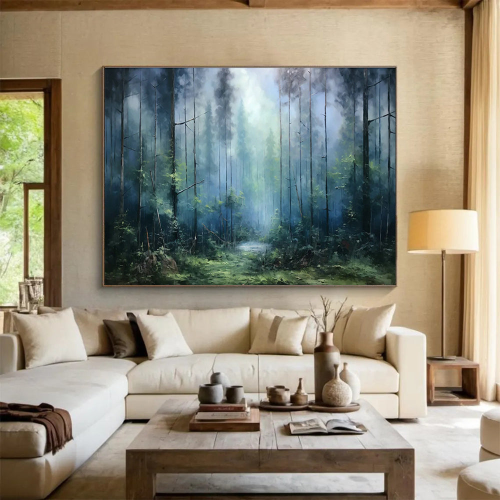 Misty Forest Landscape Art for Nature - Lover’s Cabin Bedroom Walls DLZ3253