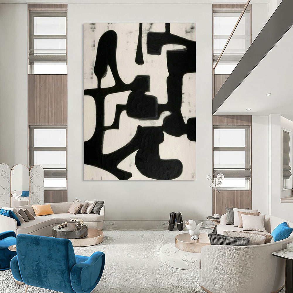 Black - White Abstract Art for Minimalist Gallery & Monochrome Office DLZ1933