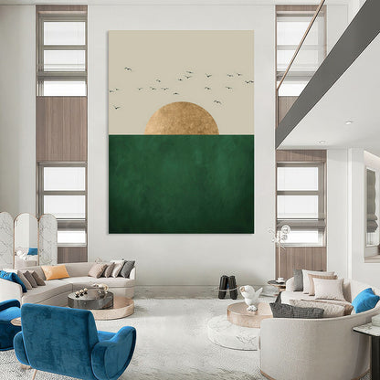 Minimalist Golden Sunset Wall Art for Living Room & Office DLZ0391
