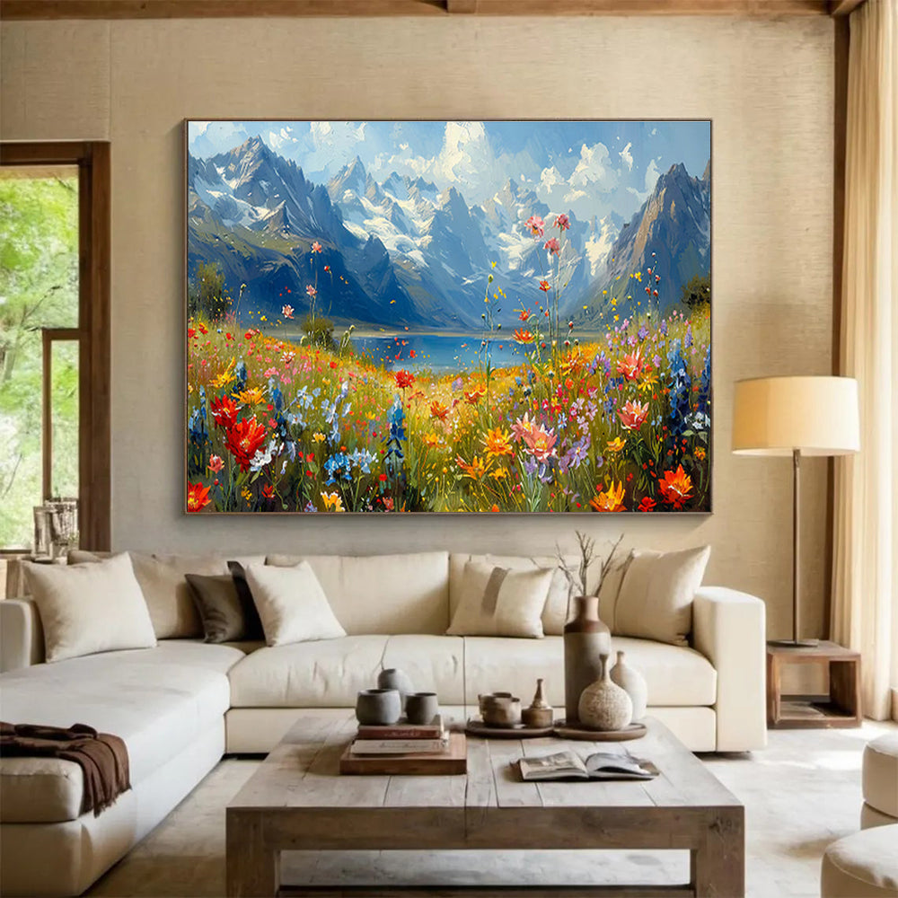 Flower - Filled Landscape Oil Painting for Garden - Inspired Living Spaces DLZ2640