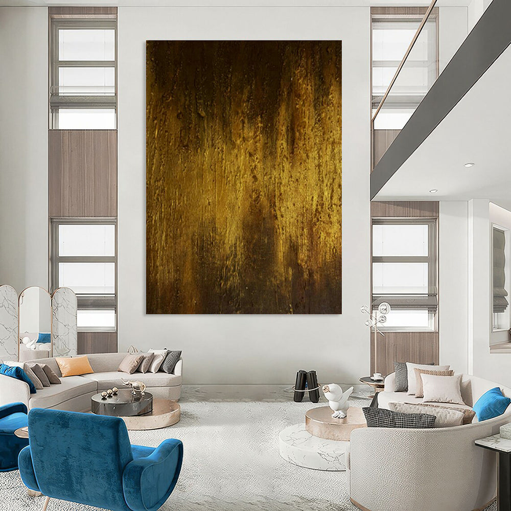 Deep Gold Abstract Art for Luxury Hotel Lobby Lounge Areas DLZ0031