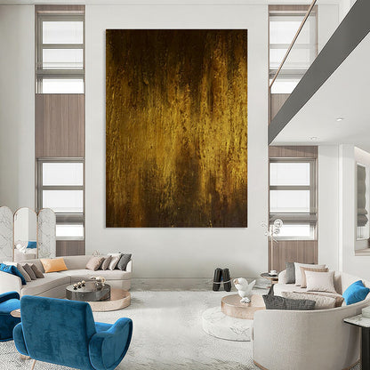 Deep Gold Abstract Art for Luxury Hotel Lobby Lounge Areas DLZ0031