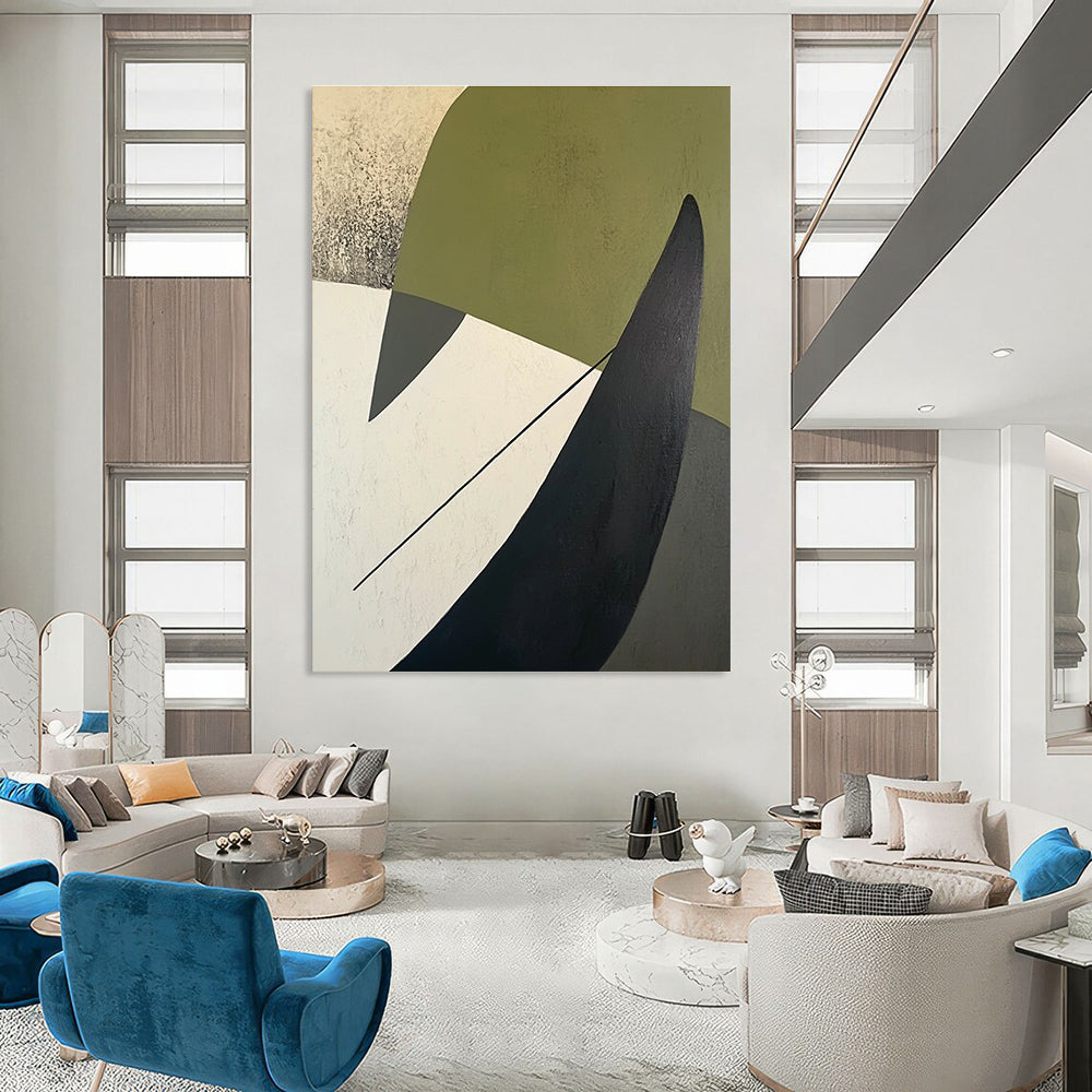Modern Green and Black Shapes Art for Studio & Entryway STSC684