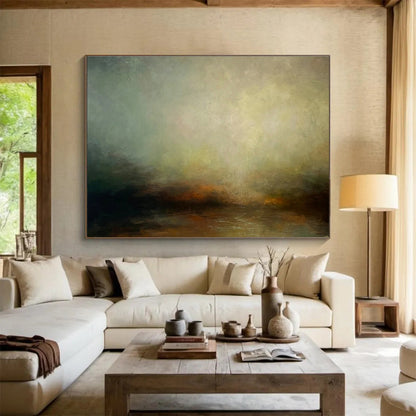 Hazy Landscape Oil Painting for Zen - Inspired Meditation Room Corners DLZ3157