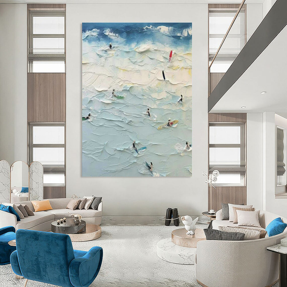 Thick - Painted Beach Surfers Art for Coastal Café & Beach House DLZ1972
