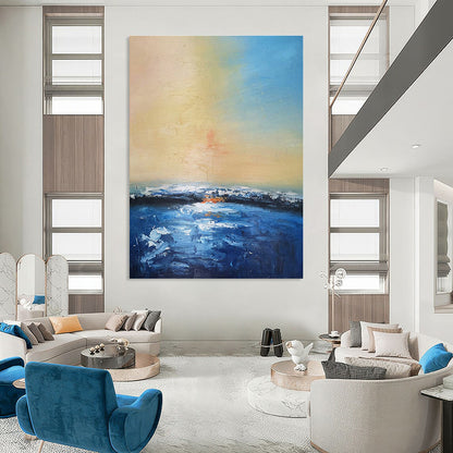 Soft - Toned Seaside Oil Painting for Coastal Bedroom & Relaxation Lounge DLZ1331