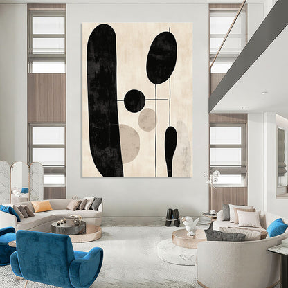 Black and Beige Geometric Shapes Art for Modern Minimalist Living Room & Contemporary Office STSC1330