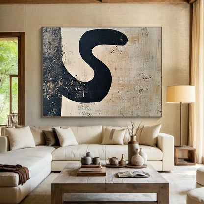 Abstract Black “S” Art for Industrial - Style Café & Modern Art Studio SC501