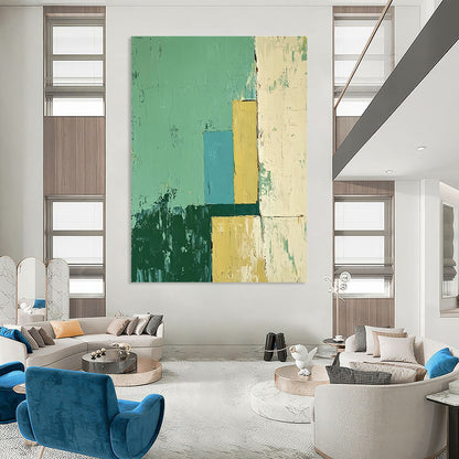 Geometric Green and Blue Abstract Art for Modern Office Breakroom & Interior Design Studio STSC144