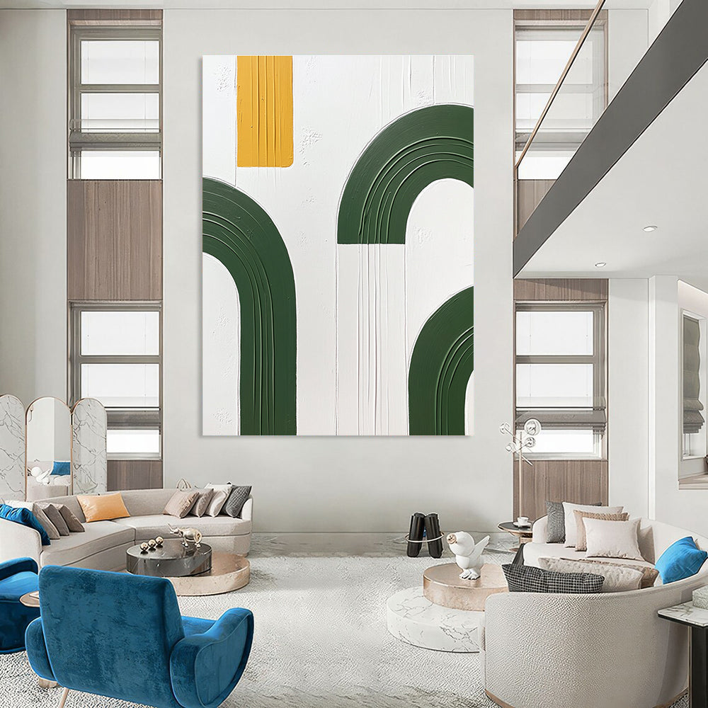 Green Arches and Yellow Strip Art for Modern Office & Architectural Studio STSC1092