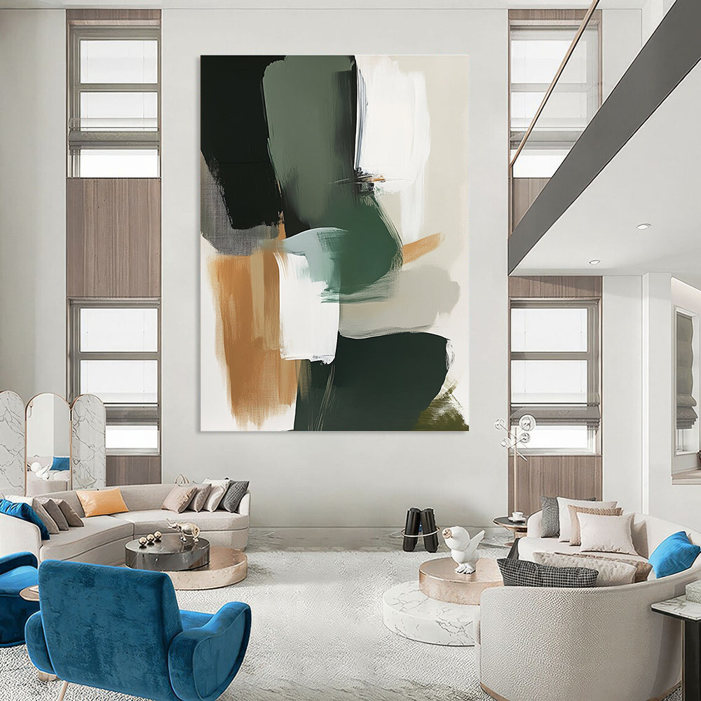 Green and Brown Abstract Shapes for Rustic Home Office & Nature - Inspired Café STSC760