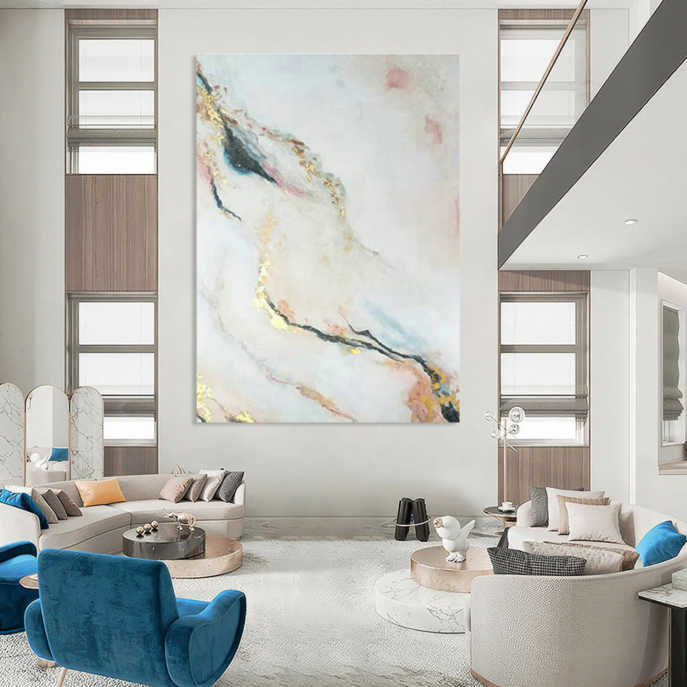 Pink & Gold Marble - Effect Art for Boutique Hotel Lobby & Glam Bathroom DLZ0673