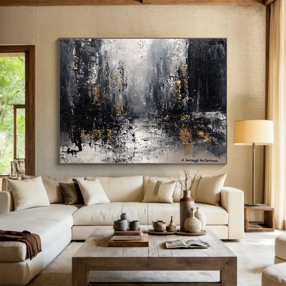 Dark Abstract with Gold Art for Luxury Penthouse & Sophisticated Art Gallery SC286