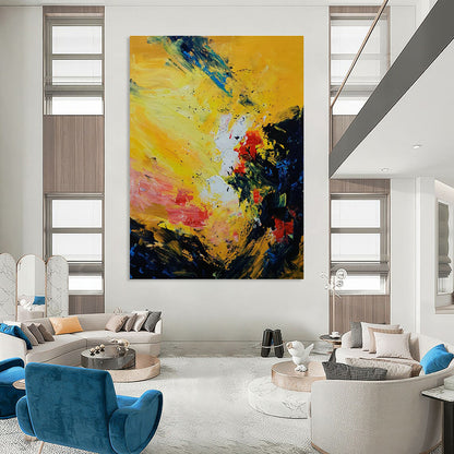 Yellow - Based Color Splash Abstract Art for Tropical Vacation Home & Artistic Community Center DLZ1349