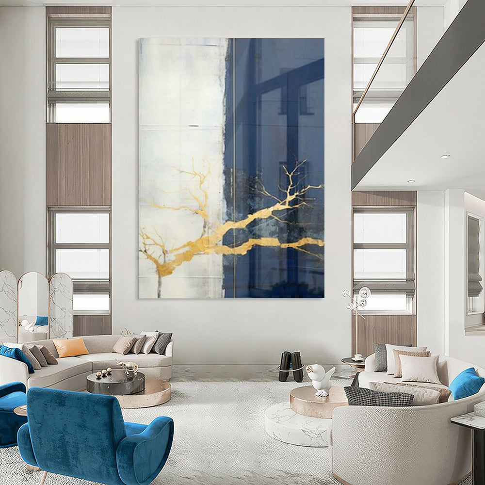 Gold - Branch Glass Abstract Art for Luxury Spa & Nature - Themed Art Gallery DLZ1948