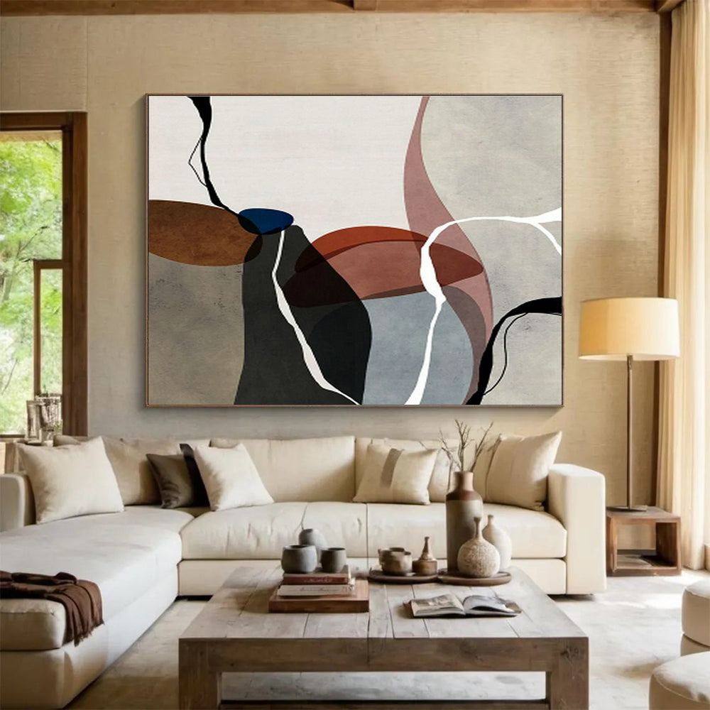 Curved Line Geometric Abstract Art for Artistic Studio DLZ2742