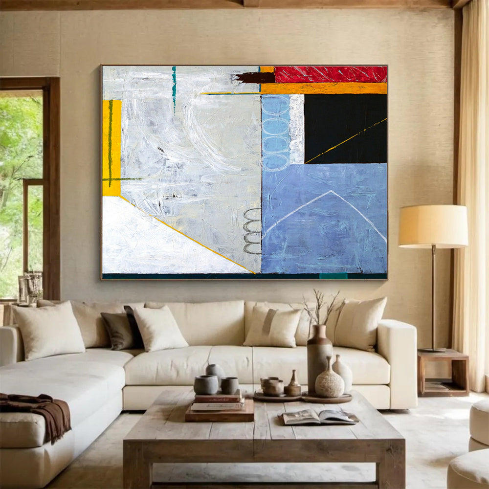 Geometric Color - Block Abstract Art for Modern Office Lobby DLZ2954
