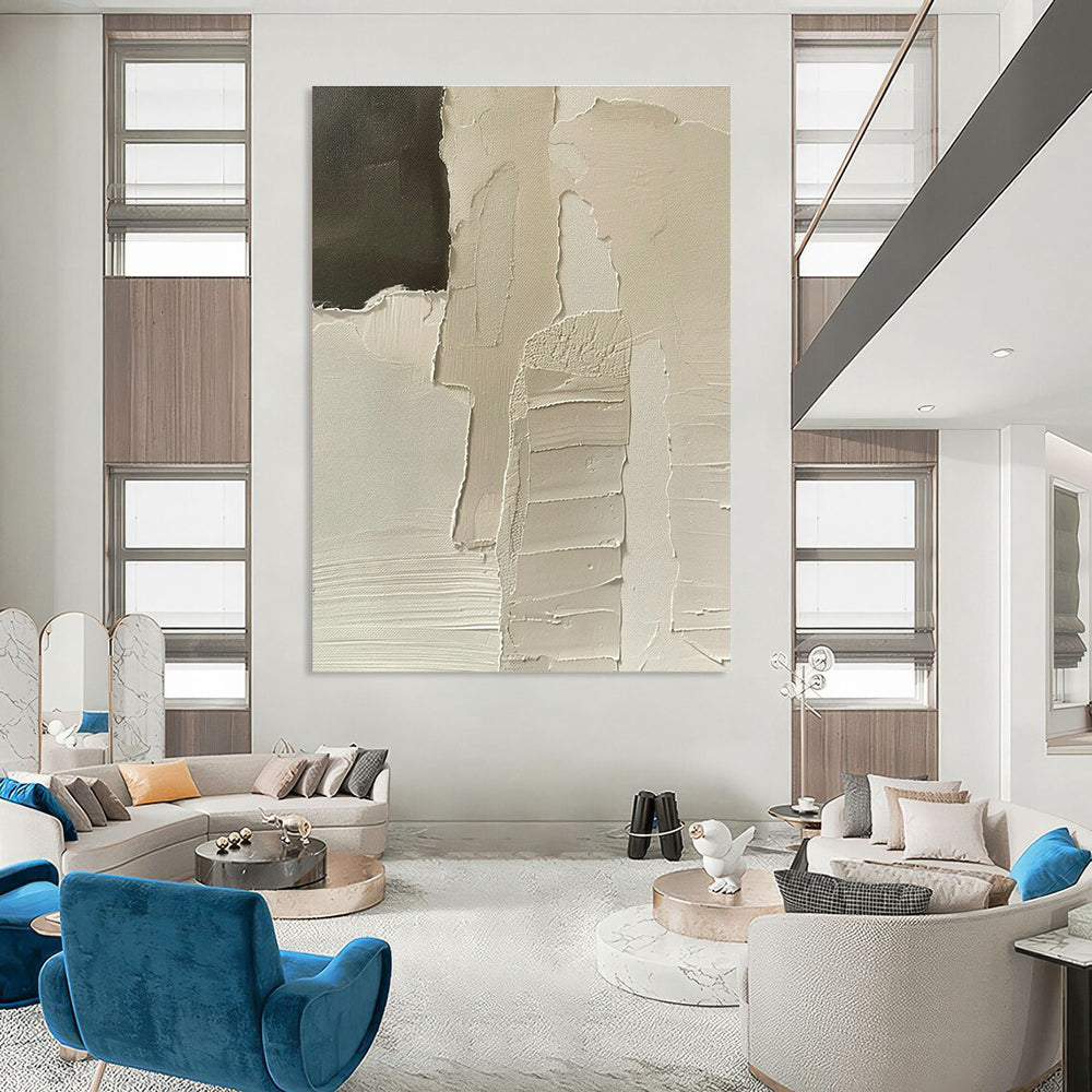 Gray - White Layered Abstract Art for Scandinavian Home & Contemporary Office DLZ1169