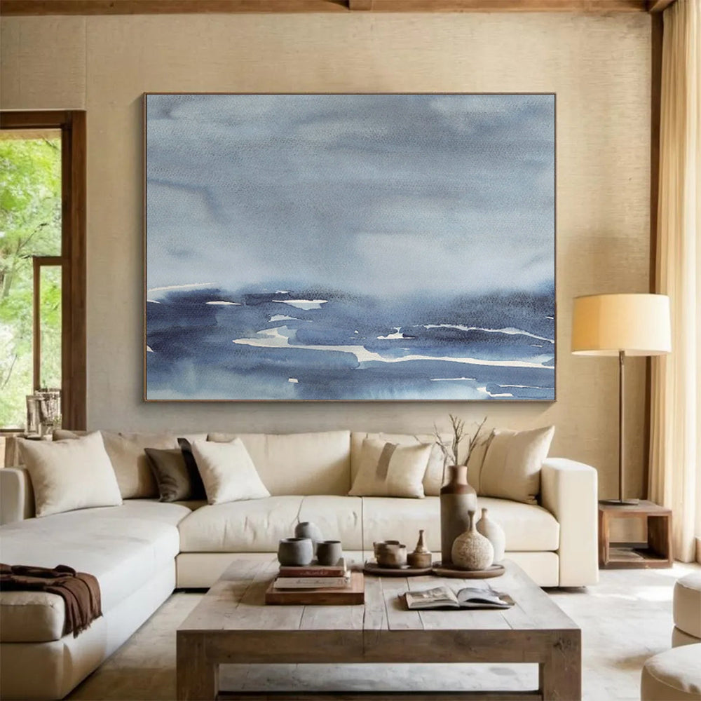 Light Blue Sky - Water Watercolor for Minimalist Beach House Studies DLZ2552