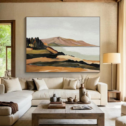 Minimalist Landscape Oil Painting for Modern Scandinavian Living Rooms DLZ3113