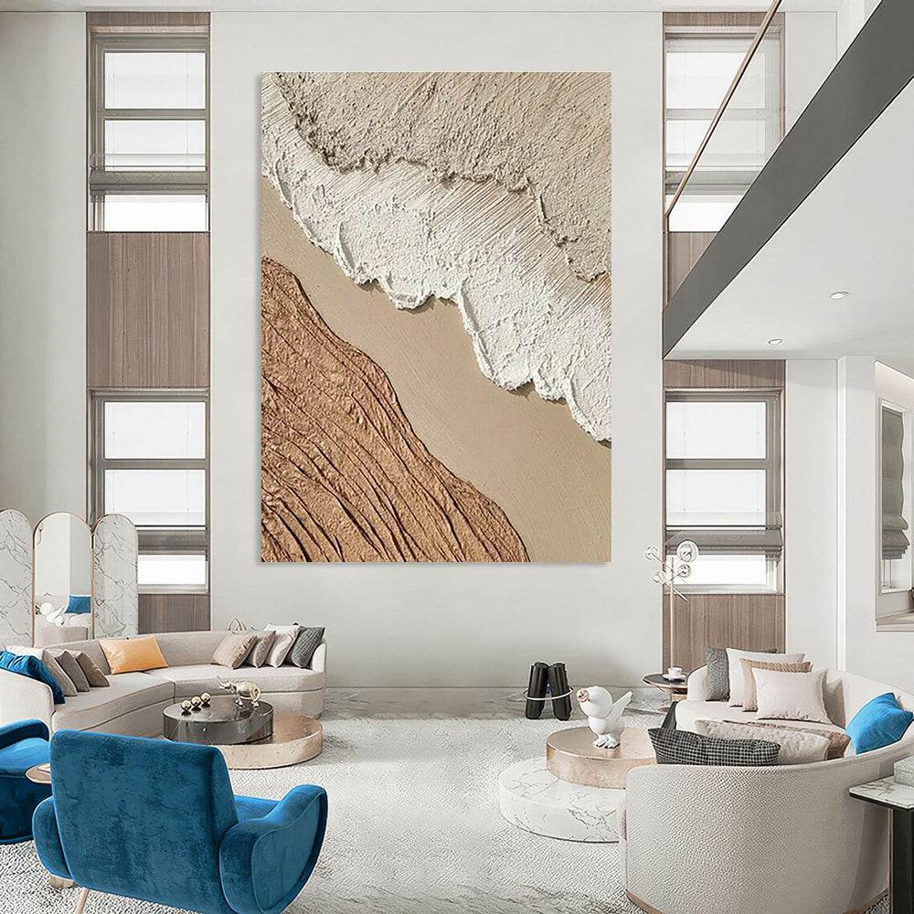 Brown - White Textured Abstract Art for Rustic Home & Art Studio DLZ1137