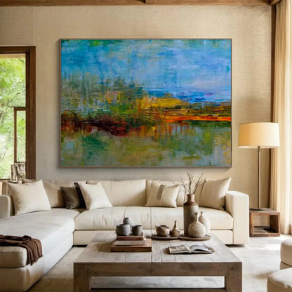Colorful Lakeside Abstract Art for Cozy Living Room DLZ2774
