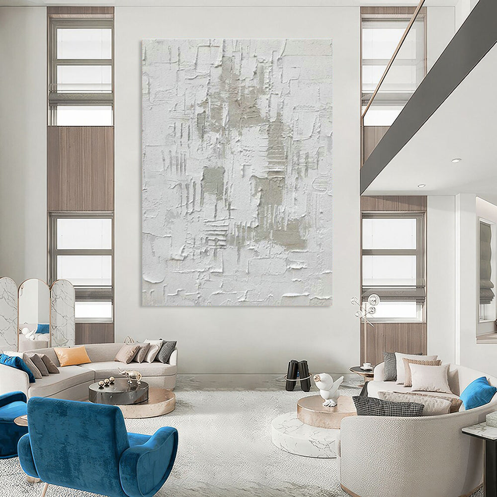 Textured White Abstract Art for Minimalist Office & Art Gallery DLZ1070