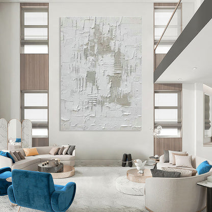 Textured White Abstract Art for Minimalist Office & Art Gallery DLZ1070