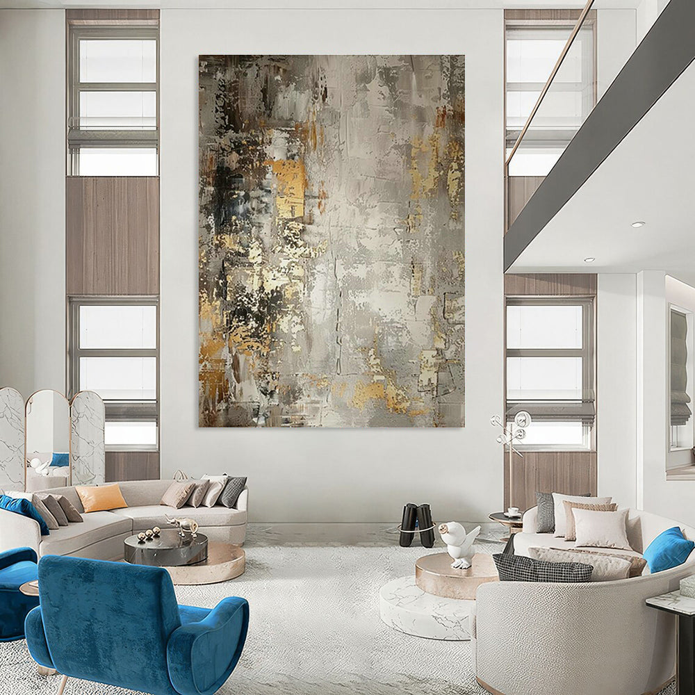 Gray - Gold Abstract Art for Corporate Executive Offices DLZ0123