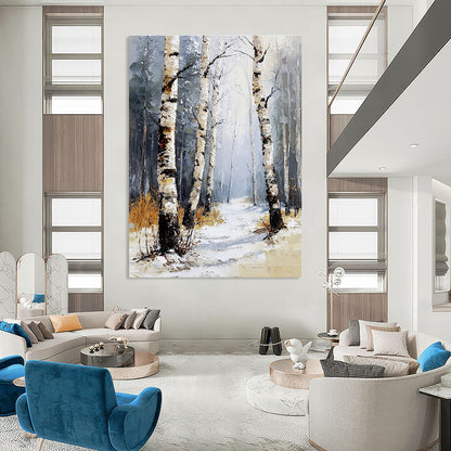 Winter Birch Forest for Cozy Cottage Living Room & Nature - Themed Spa STSC1271