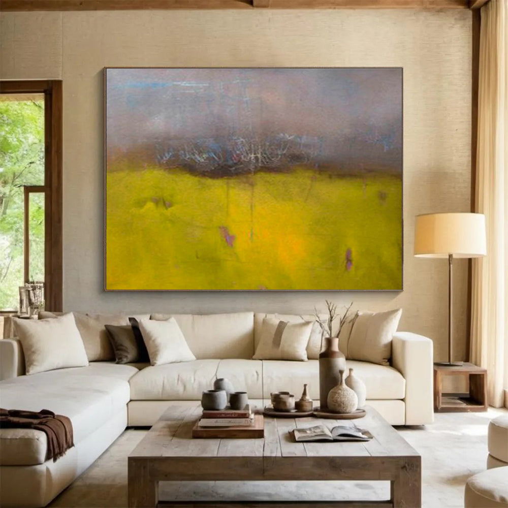 Yellow - Grey Hazy Landscape Art for Relaxing Living Room DLZ2763