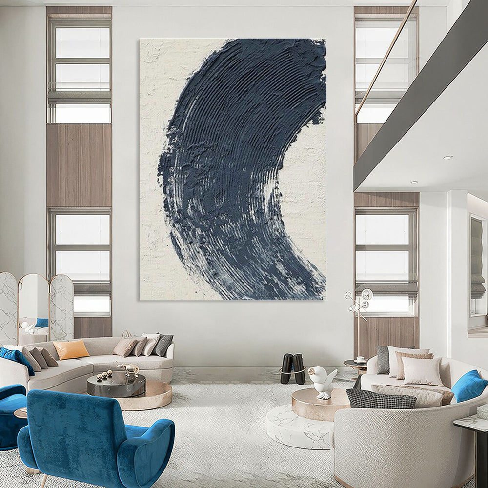 Dark Curved Stroke Art for Modern Home Library & Moody Coffeehouse DLZ1525