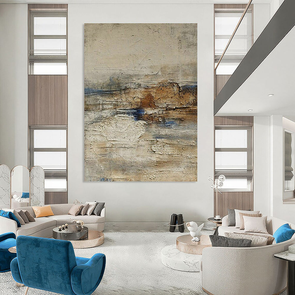 Gray - White - Brown - Blue Textured Art for Eclectic Home Decor & Modern Art Lounge DLZ1866
